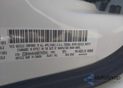 2008 Dodge Grand Caravan Se из США, поврежденный, VIN 2D8HN44HX8R703541